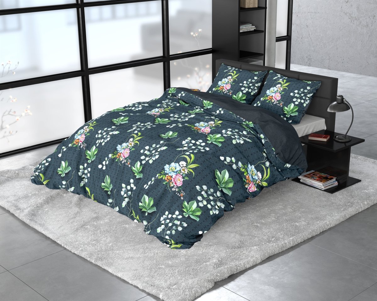 100% Cotton Sateen Duvet Cover Set Nature Leaves | Green | Single - 140cm (W) x 220cm (L) - The Bedding & Blankets Store