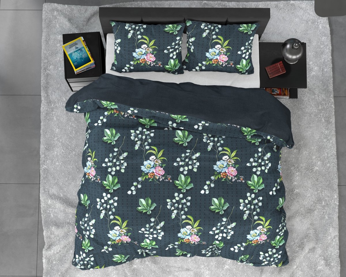 100% Cotton Sateen Duvet Cover Set Nature Leaves | Green | Single - 140cm (W) x 220cm (L) - The Bedding & Blankets Store