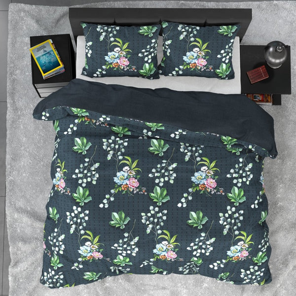 100% Cotton Sateen Duvet Cover Set Nature Leaves | Green | Single - 140cm (W) x 220cm (L) - The Bedding & Blankets Store