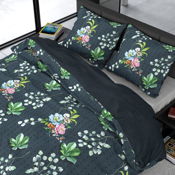 100% Cotton Sateen Duvet Cover Set Nature Leaves | Green | Single - 140cm (W) x 220cm (L) - The Bedding & Blankets Store