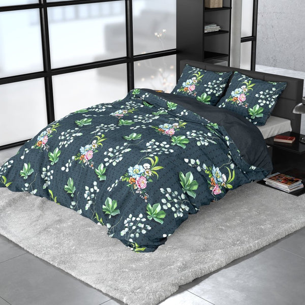 100% Cotton Sateen Duvet Cover Set Nature Leaves | Green | Single - 140cm (W) x 220cm (L) - The Bedding & Blankets Store