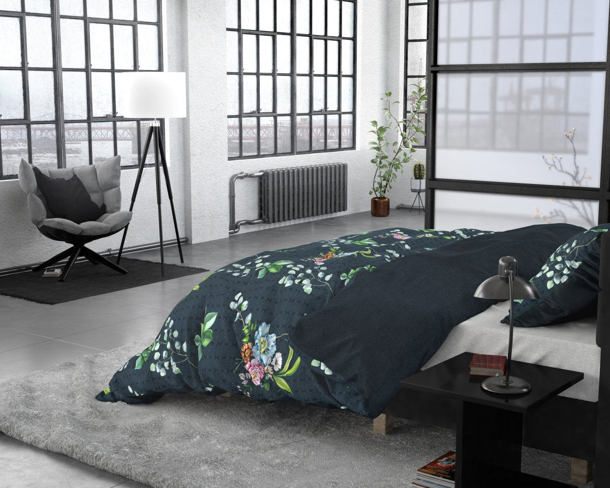 100% Cotton Sateen Duvet Cover Set Nature Leaves | Green | Single - 140cm (W) x 220cm (L) - The Bedding & Blankets Store