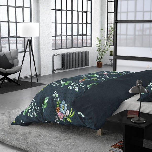 100% Cotton Sateen Duvet Cover Set Nature Leaves | Green | Single - 140cm (W) x 220cm (L) - The Bedding & Blankets Store