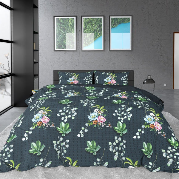 100% Cotton Sateen Duvet Cover Set Nature Leaves | Green | Single - 140cm (W) x 220cm (L) - The Bedding & Blankets Store