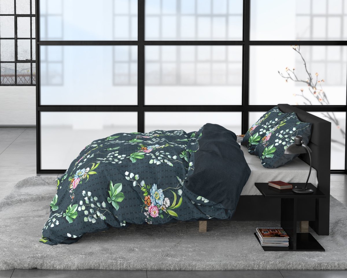 100% Cotton Sateen Duvet Cover Set Nature Leaves | Green | Single - 140cm (W) x 220cm (L) - The Bedding & Blankets Store