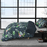 100% Cotton Sateen Duvet Cover Set Nature Leaves | Green | Single - 140cm (W) x 220cm (L) - The Bedding & Blankets Store