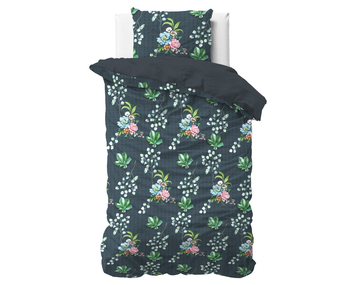 100% Cotton Sateen Duvet Cover Set Nature Leaves | Green | Single - 140cm (W) x 220cm (L) - The Bedding & Blankets Store