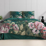100% Cotton Sateen Duvet Cover Set Noah | Green | Single - 140cm (W) x 220cm (L) - The Bedding & Blankets Store