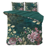 100% Cotton Sateen Duvet Cover Set Noah | Green | Single - 140cm (W) x 220cm (L) - The Bedding & Blankets Store