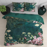 100% Cotton Sateen Duvet Cover Set Noah | Green | Single - 140cm (W) x 220cm (L) - The Bedding & Blankets Store