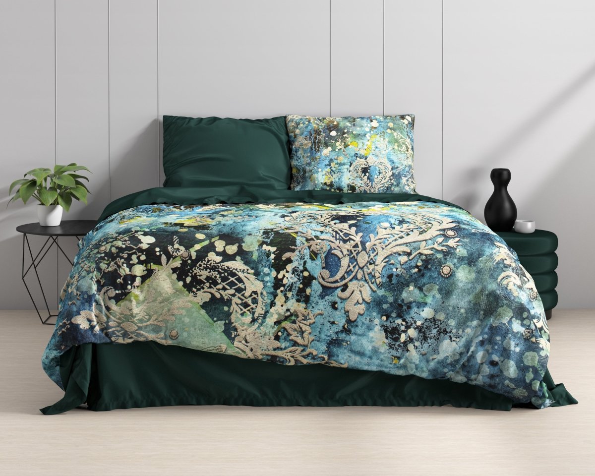 100% Cotton Sateen Duvet Cover Set Ocean Drops | Blue | Single - 140cm (W) x 220cm (L) - The Bedding & Blankets Store