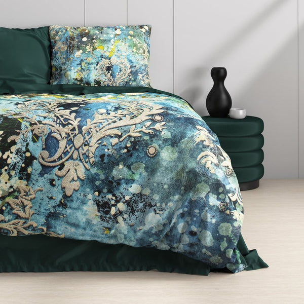 100% Cotton Sateen Duvet Cover Set Ocean Drops | Blue | Single - 140cm (W) x 220cm (L) - The Bedding & Blankets Store