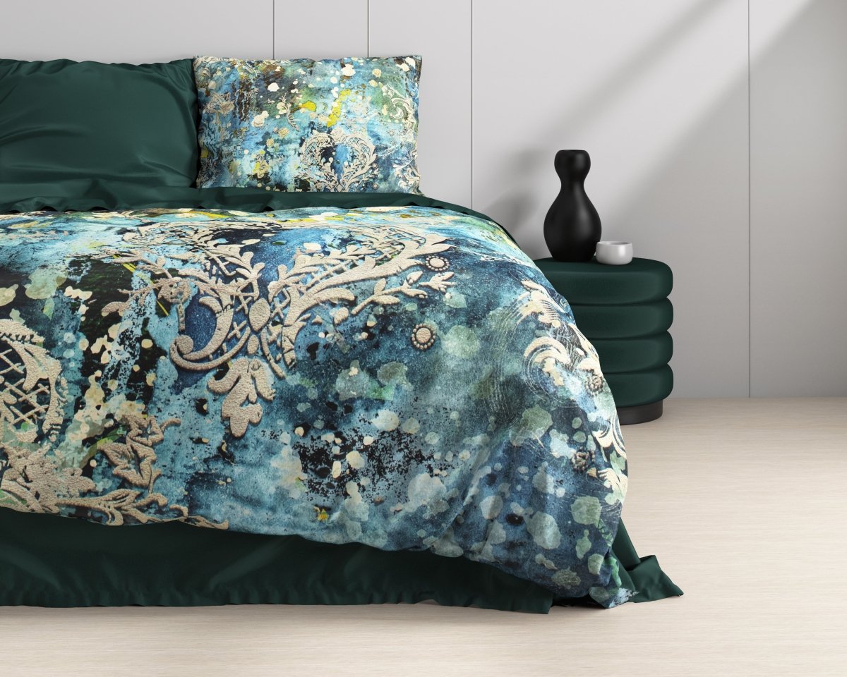 100% Cotton Sateen Duvet Cover Set Ocean Drops | Blue | Single - 140cm (W) x 220cm (L) - The Bedding & Blankets Store