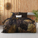 100% Cotton Sateen Duvet Cover Set Oliva | Gold | Single - 140cm (W) x 220cm (L) - The Bedding & Blankets Store