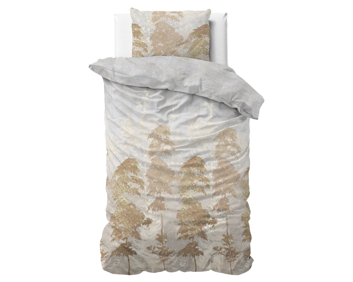 100% Cotton Sateen Duvet Cover Set Riffo | Gold | Single - 140cm (W) x 220cm (L) - The Bedding & Blankets Store