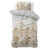 100% Cotton Sateen Duvet Cover Set Riffo | Gold | Single - 140cm (W) x 220cm (L) - The Bedding & Blankets Store