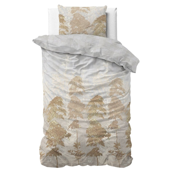 100% Cotton Sateen Duvet Cover Set Riffo | Gold | Single - 140cm (W) x 220cm (L) - The Bedding & Blankets Store