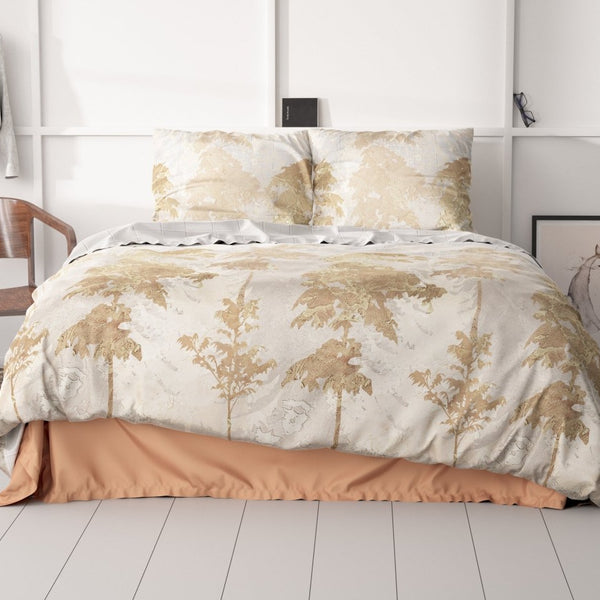 100% Cotton Sateen Duvet Cover Set Riffo | Gold | Single - 140cm (W) x 220cm (L) - The Bedding & Blankets Store