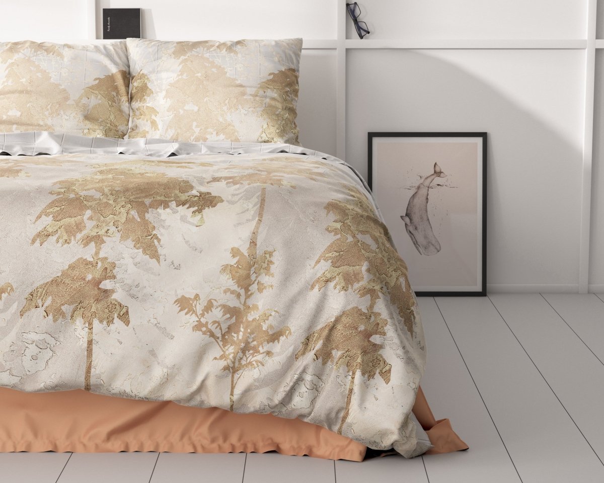 100% Cotton Sateen Duvet Cover Set Riffo | Gold | Single - 140cm (W) x 220cm (L) - The Bedding & Blankets Store