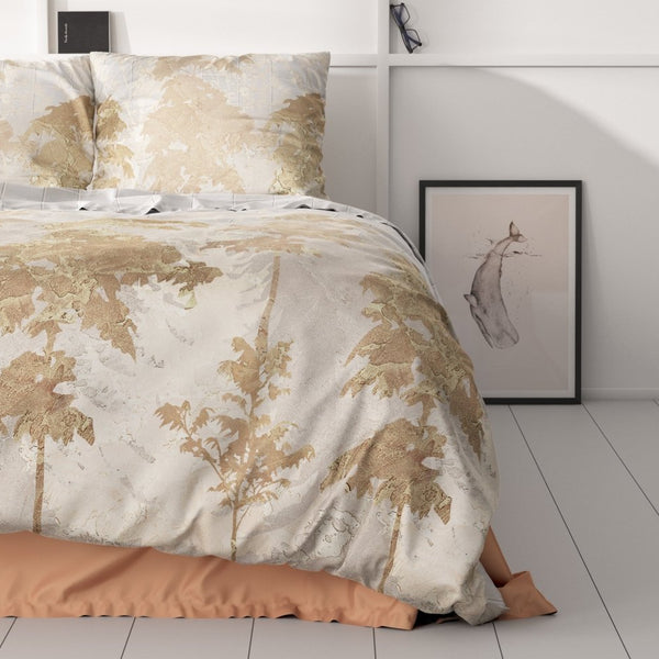 100% Cotton Sateen Duvet Cover Set Riffo | Gold | Single - 140cm (W) x 220cm (L) - The Bedding & Blankets Store