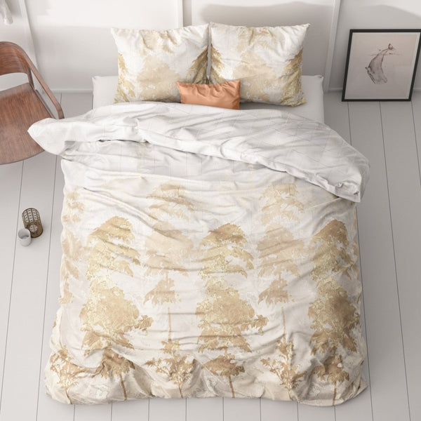 100% Cotton Sateen Duvet Cover Set Riffo | Gold | Single - 140cm (W) x 220cm (L) - The Bedding & Blankets Store