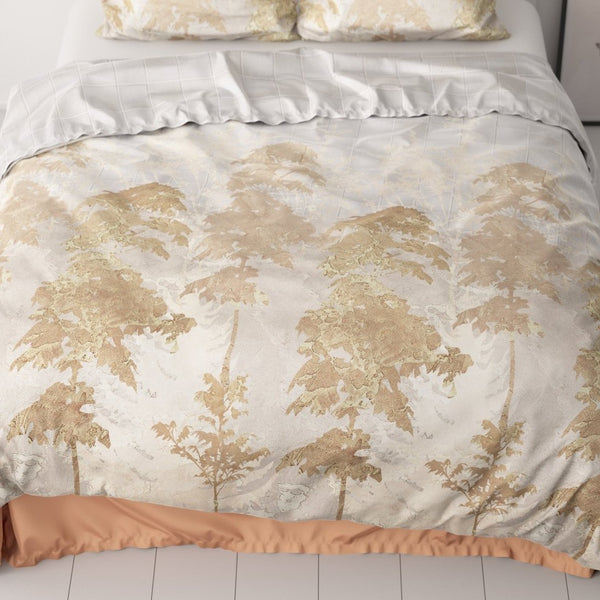 100% Cotton Sateen Duvet Cover Set Riffo | Gold | Single - 140cm (W) x 220cm (L) - The Bedding & Blankets Store