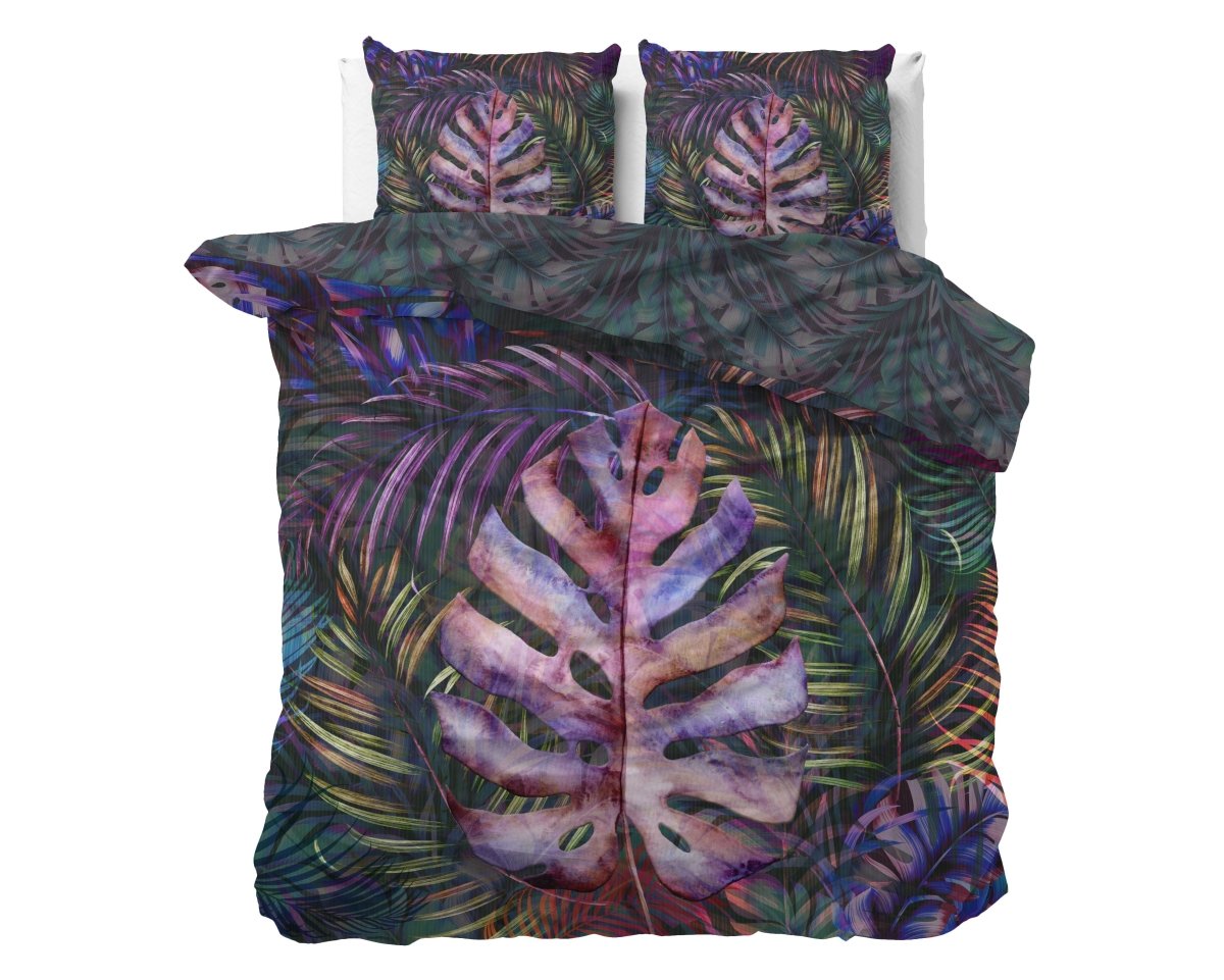 100% Cotton Sateen Duvet Cover Set Romina | Purple | Double - 200cm (W) x 220cm (L) - The Bedding & Blankets Store