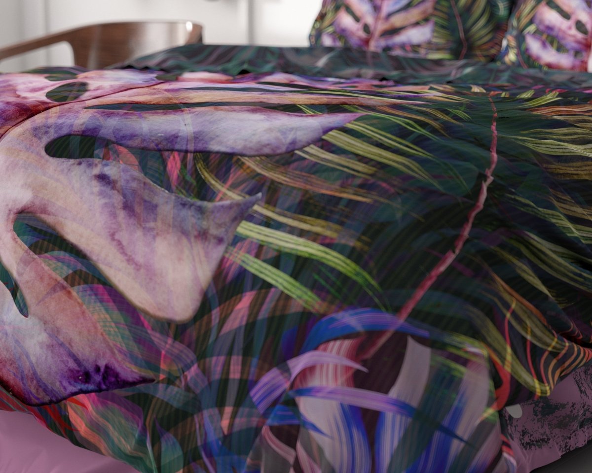 100% Cotton Sateen Duvet Cover Set Romina | Purple | Single - 140cm (W) x 220cm (L) - The Bedding & Blankets Store