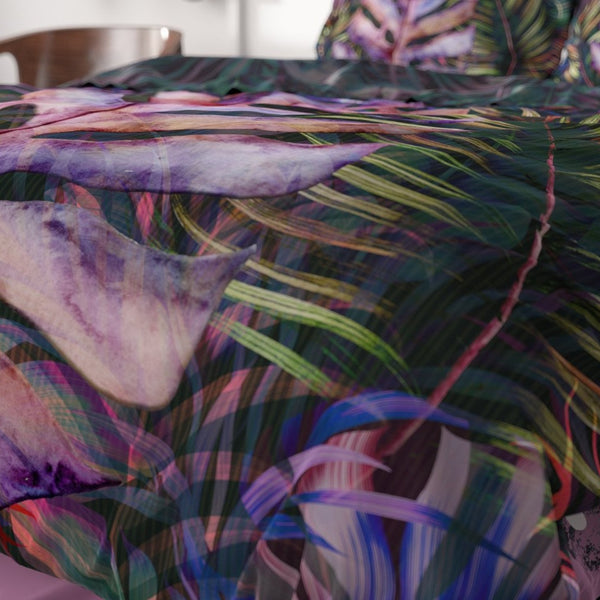 100% Cotton Sateen Duvet Cover Set Romina | Purple | Single - 140cm (W) x 220cm (L) - The Bedding & Blankets Store