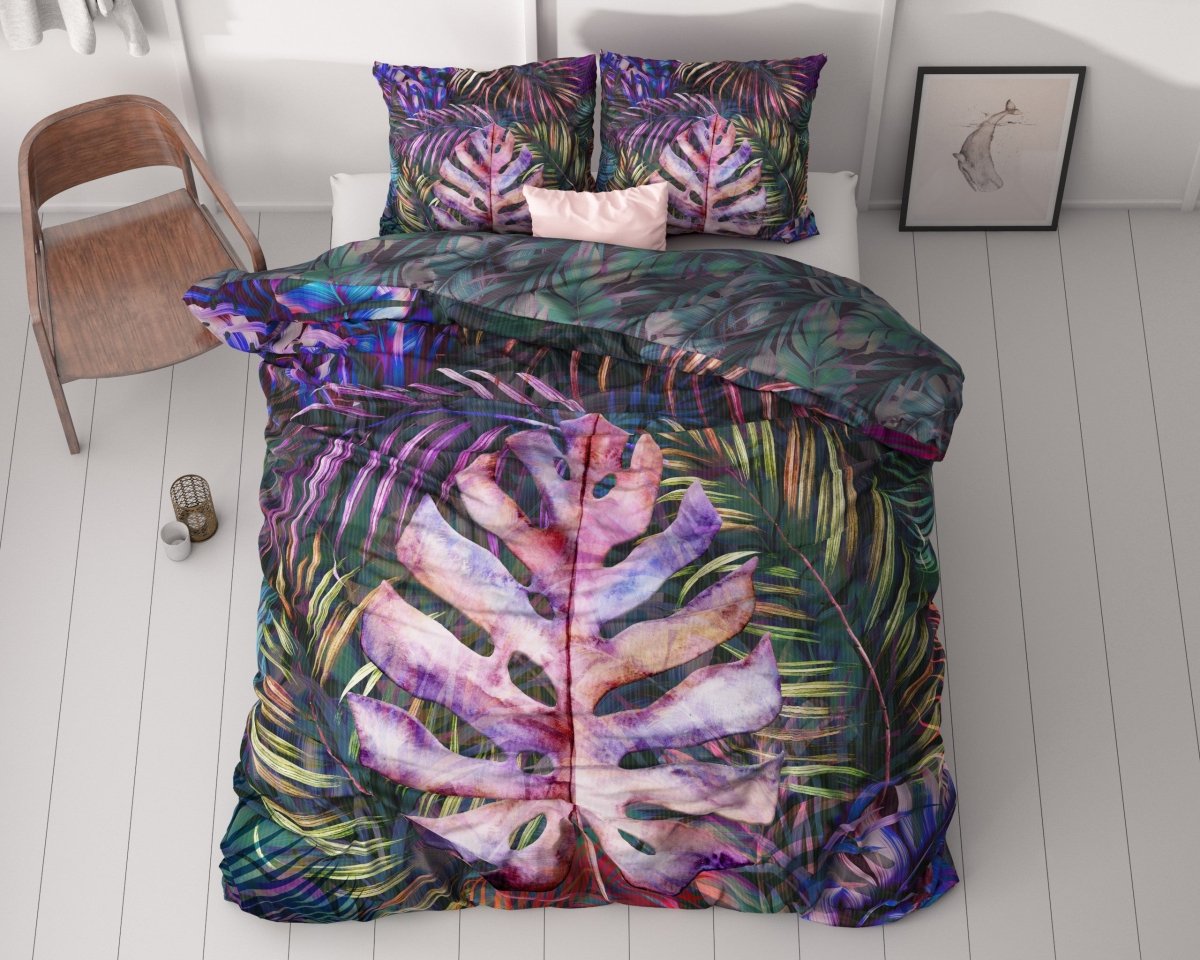 100% Cotton Sateen Duvet Cover Set Romina | Purple | Single - 140cm (W) x 220cm (L) - The Bedding & Blankets Store