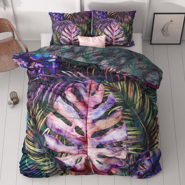 100% Cotton Sateen Duvet Cover Set Romina | Purple | Single - 140cm (W) x 220cm (L) - The Bedding & Blankets Store
