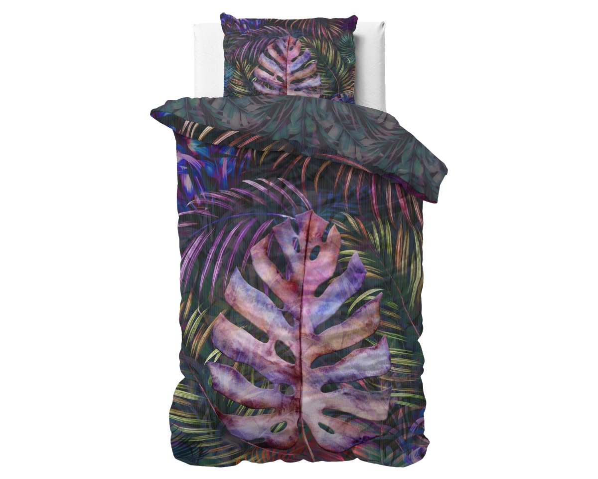 100% Cotton Sateen Duvet Cover Set Romina | Purple | Single - 140cm (W) x 220cm (L) - The Bedding & Blankets Store