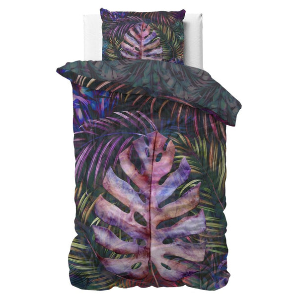100% Cotton Sateen Duvet Cover Set Romina | Purple | Single - 140cm (W) x 220cm (L) - The Bedding & Blankets Store