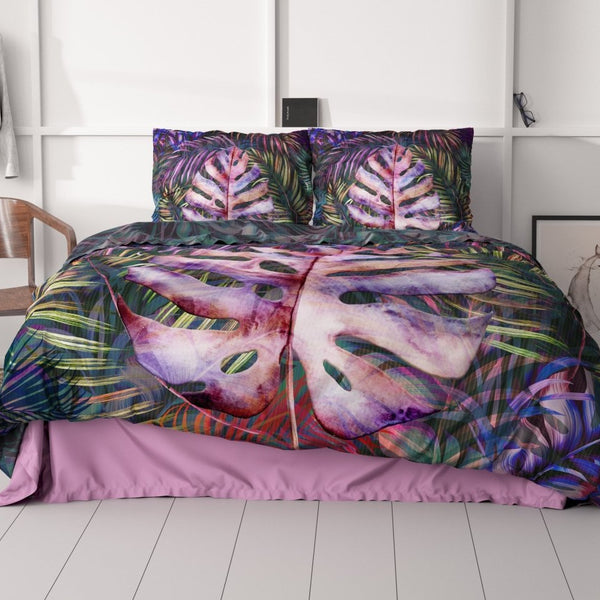 100% Cotton Sateen Duvet Cover Set Romina | Purple | Single - 140cm (W) x 220cm (L) - The Bedding & Blankets Store