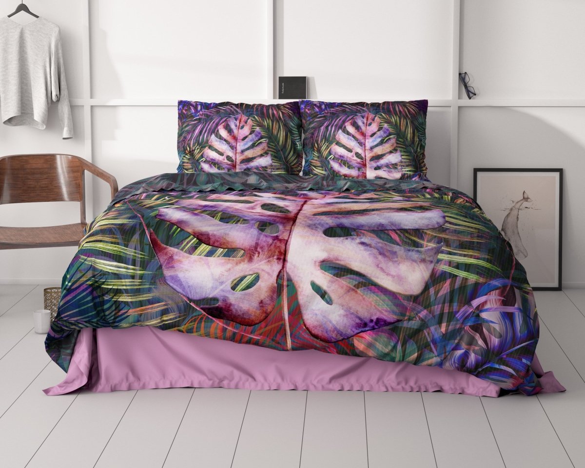 100% Cotton Sateen Duvet Cover Set Romina | Purple | Single - 140cm (W) x 220cm (L) - The Bedding & Blankets Store