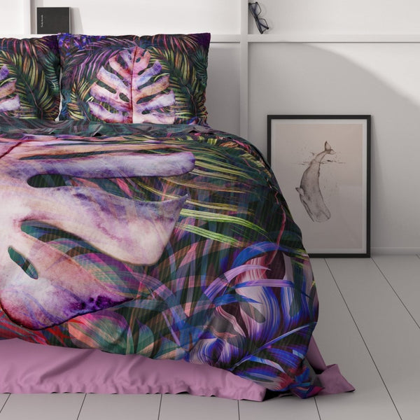 100% Cotton Sateen Duvet Cover Set Romina | Purple | Single - 140cm (W) x 220cm (L) - The Bedding & Blankets Store