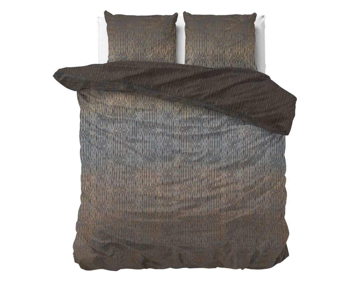 100% Cotton Sateen Duvet Cover Set Seba | Taupe | Double - 200cm (W) x 220cm (L) - The Bedding & Blankets Store