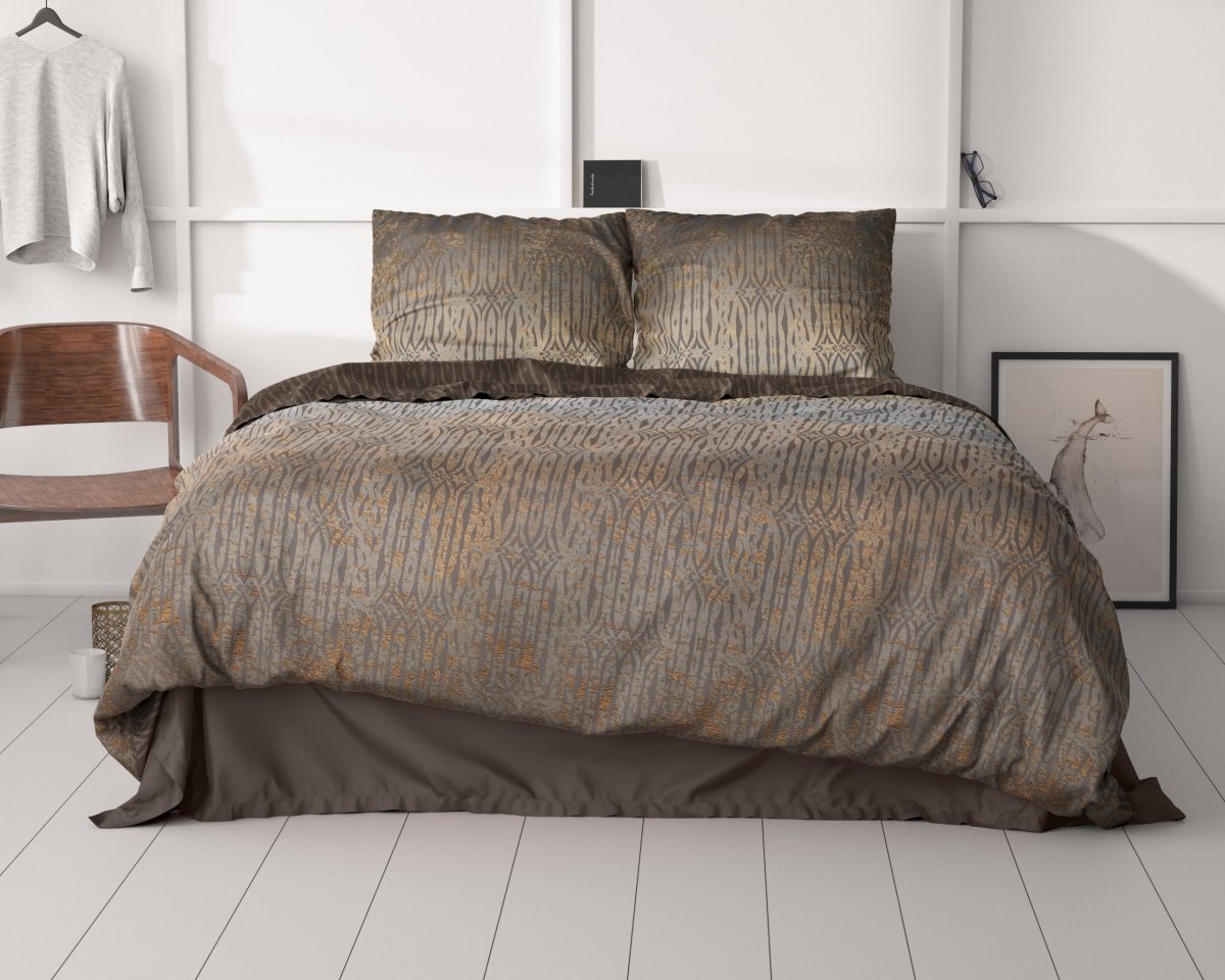 100% Cotton Sateen Duvet Cover Set Seba | Taupe | Single - 140cm (W) x 220cm (L) - The Bedding & Blankets Store