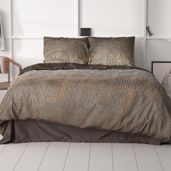 100% Cotton Sateen Duvet Cover Set Seba | Taupe | Single - 140cm (W) x 220cm (L) - The Bedding & Blankets Store