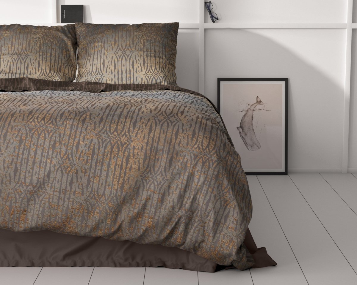 100% Cotton Sateen Duvet Cover Set Seba | Taupe | Single - 140cm (W) x 220cm (L) - The Bedding & Blankets Store