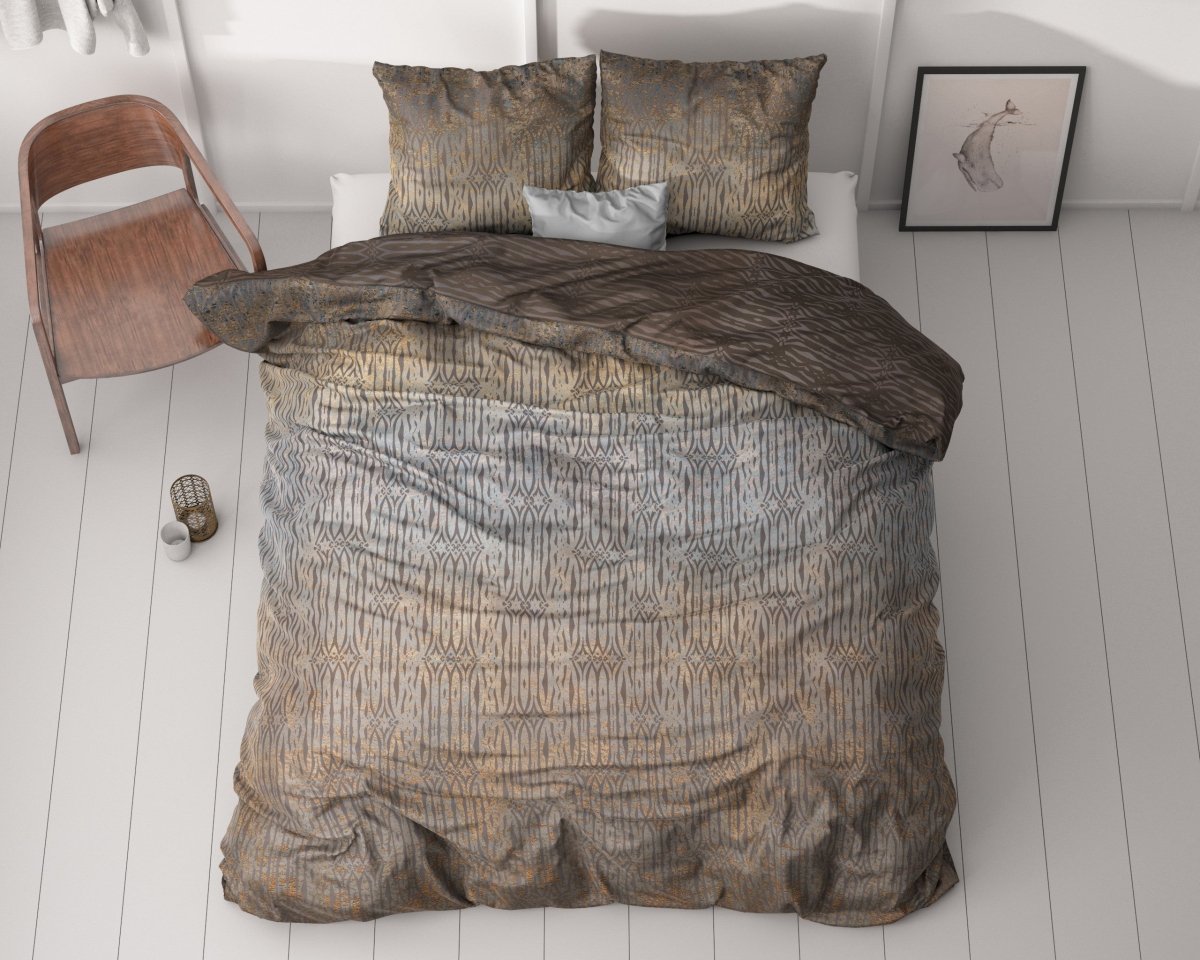 100% Cotton Sateen Duvet Cover Set Seba | Taupe | Single - 140cm (W) x 220cm (L) - The Bedding & Blankets Store