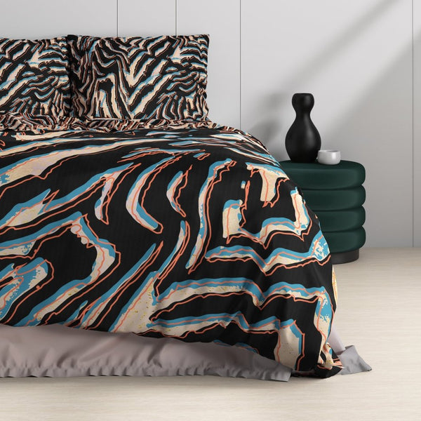 100% Cotton Sateen Duvet Cover Set Tansy | Multicolour | Double - 200cm (W) x 220cm (L) - The Bedding & Blankets Store