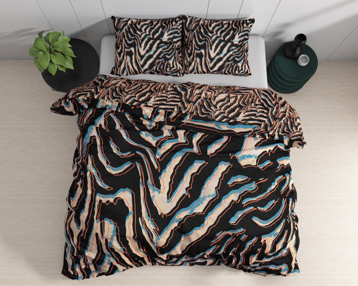 100% Cotton Sateen Duvet Cover Set Tansy | Multicolour | Double - 200cm (W) x 220cm (L) - The Bedding & Blankets Store