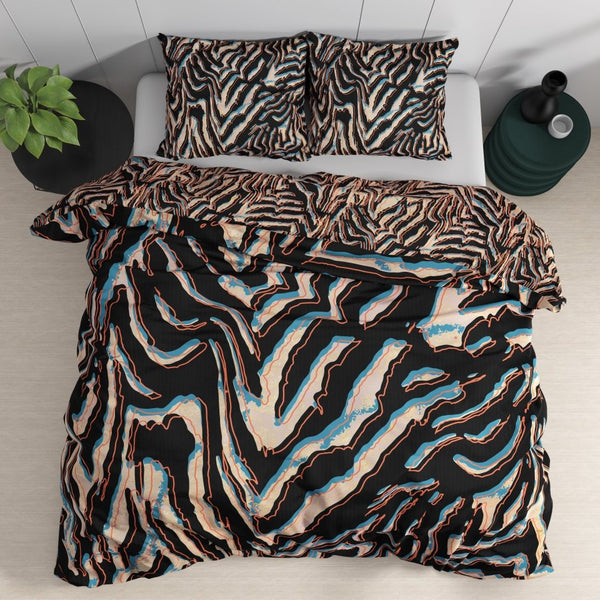 100% Cotton Sateen Duvet Cover Set Tansy | Multicolour | Double - 200cm (W) x 220cm (L) - The Bedding & Blankets Store
