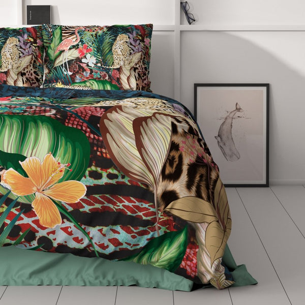 100% Cotton Sateen Duvet Cover Set Tiago | Multicolour | Double - 200cm (W) x 220cm (L) - The Bedding & Blankets Store