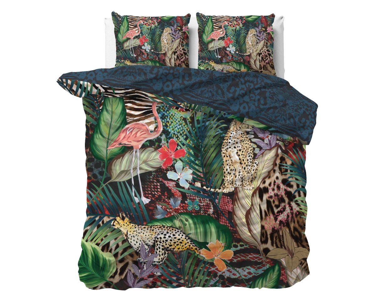 100% Cotton Sateen Duvet Cover Set Tiago | Multicolour | Double - 200cm (W) x 220cm (L) - The Bedding & Blankets Store