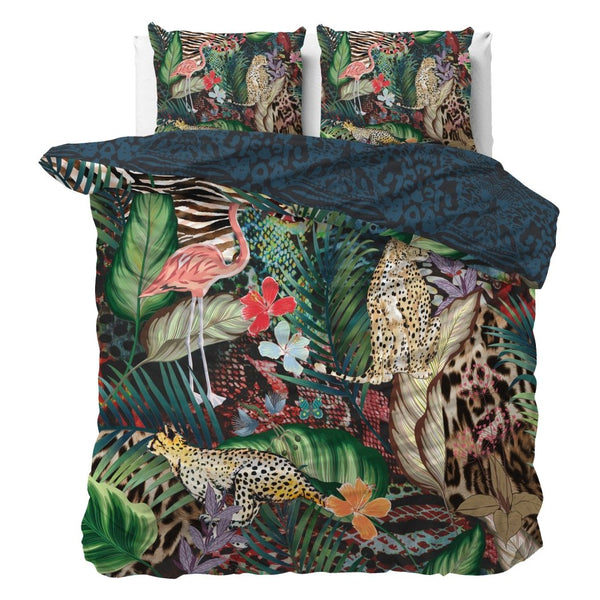100% Cotton Sateen Duvet Cover Set Tiago | Multicolour | Double - 200cm (W) x 220cm (L) - The Bedding & Blankets Store