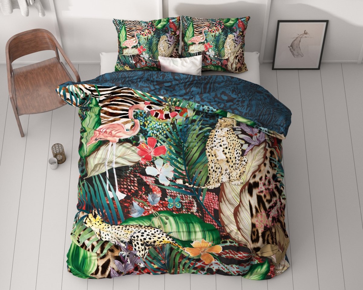 100% Cotton Sateen Duvet Cover Set Tiago | Multicolour | Double - 200cm (W) x 220cm (L) - The Bedding & Blankets Store