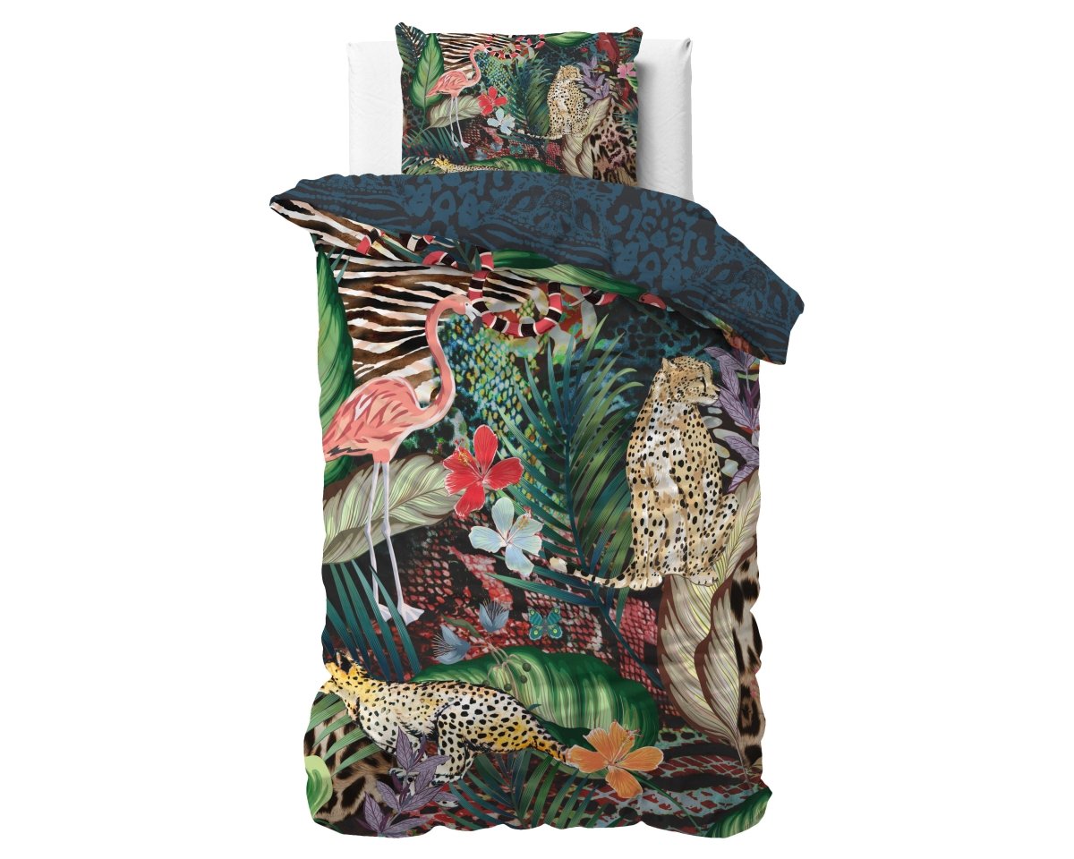 100% Cotton Sateen Duvet Cover Set Tiago | Multicolour | Single - 140cm (W) x 220cm (L) - The Bedding & Blankets Store