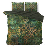 100% Cotton Sateen Duvet Cover Set Venni | Green | King - 240cm (W) x 220cm (L) - The Bedding & Blankets Store